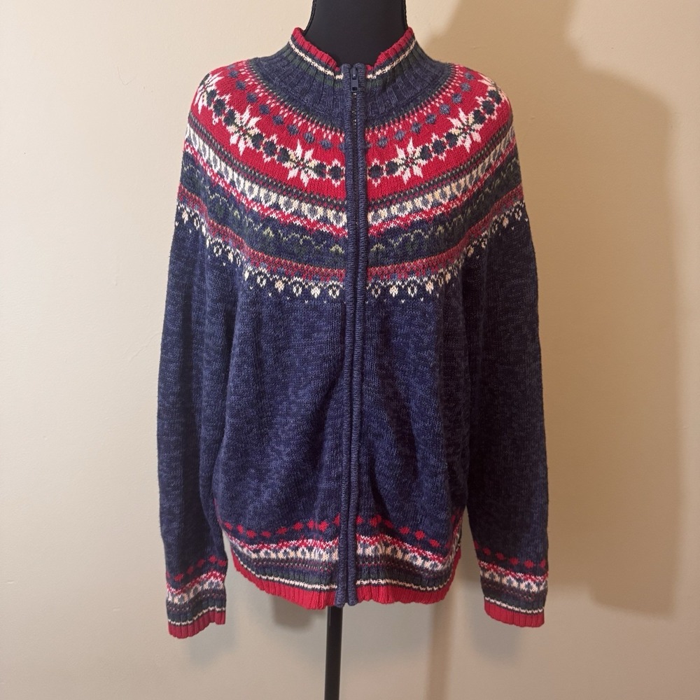 Vintage Heirloom Collectibles Womens Zip Up Cardigan Holiday Sweater Size Medium